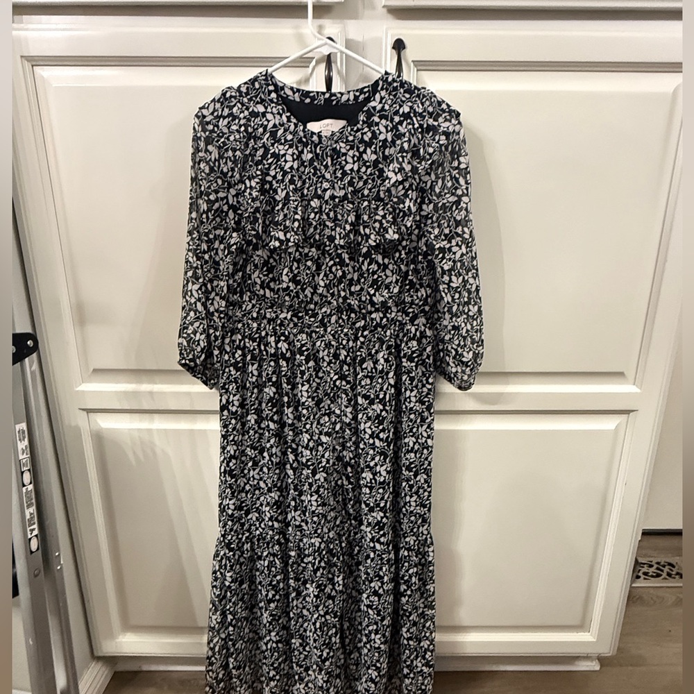 Loft Elegant Black and White Floral Dress